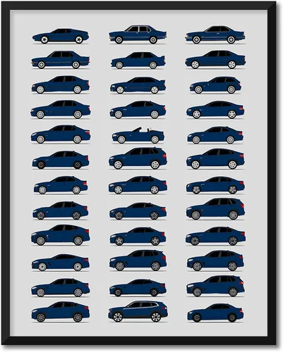 Vista 14 de Custom Car Posters Póster hecho a mano compatible con BMW M Car Poster Print Wall Art Decor of all BMW M Power Cars M3, M4, M5, M2, M6, M1 y más