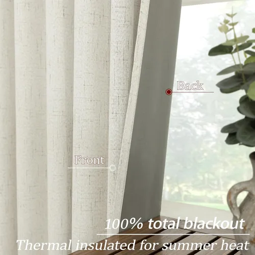 Vista 7 de KOUFALL - Cortinas de medio estilo francés de lino para ventana, juego de 2 cortinas cortas de 40 pulgadas de longitud, para privacidad, cortinas