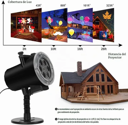Vista 5 de Proyector de luces de Navidad de Halloween al aire libre, luces de proyector de vacaciones de Halloween, 16 diapositivas HD, luces LED impermeables