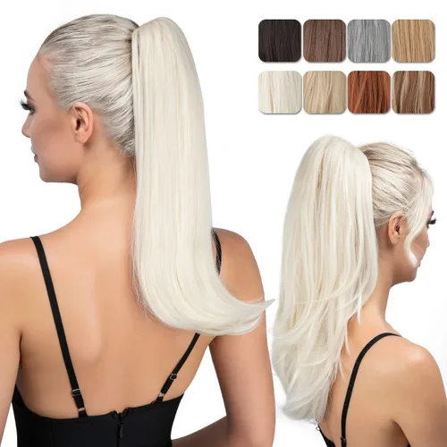 Vista 18 de Extensión de cola de caballo con clip, de 18 pulgadas, extensiones de cabello para mujer, cola de caballo larga y recta, cola de caballo rizada