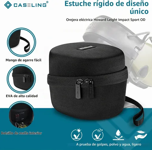 Vista 2 de caseling Funda rígida para Howard Leight Impact Sport (estándar, Bluetooth, perno, juvenil) orejeras electrónicas de disparo, almacenamiento de Negro