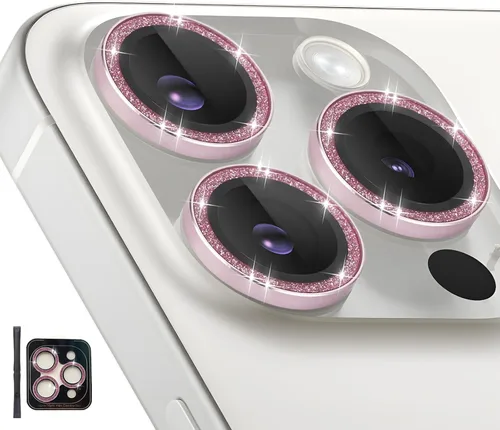 Vista 21 de Protector de lente de cámara para iPhone 14 Pro/iPhone 14 Pro Max, cubierta de lente de anillo de aleación de aluminio de vidrio templado individual
