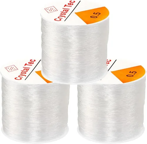 Vista 8 de Cuerda elástica de 0.020 in, cuerda elástica transparente para hacer pulseras, 131 yardas de hilo elástico transparente para cuentas de semillas