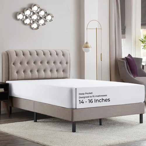 Vista 26 de Empyrean Bedding Sábanas de cama individual – Sábana bajera ajustable de 14 a 16 pulgadas individual – Sábana bajera súper suave individual – Sábana