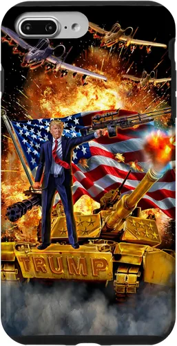 Vista 12 de iPhone 16 Presidente Donald Trump monta una funda dorada