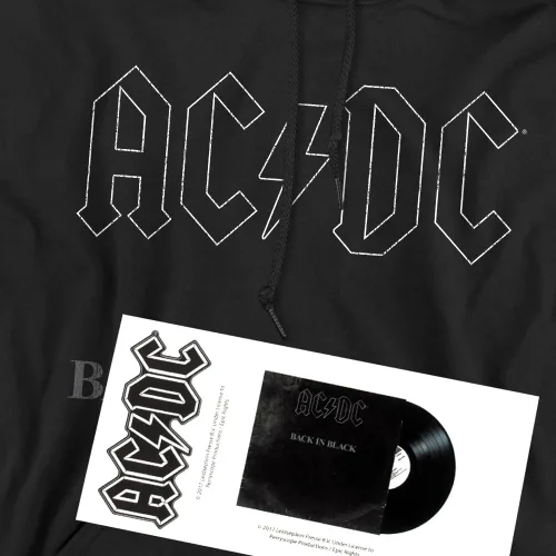 Vista 4 de Popfunk ACDC Back in Black Logo Sudadera con capucha