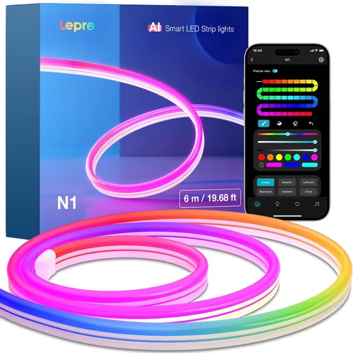 Vista 10 de Lepro N1 AI - Cuerda de luces RGB inteligentes para Navidad, diseñador de iluminación AI personalizado, sincronización de música LightBeats