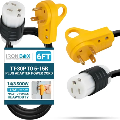 Vista 18 de IronBox Electric TT-30P a TT-30R - Adaptador y extensión - 30A, 125V, 10/3 SOOW - Cable adaptador de conector de enchufe resistente, cable