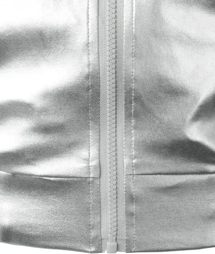 Vista 4 de JOGAL Chaqueta plateada metálica para hombre, disfraz de discoteca de los años 70