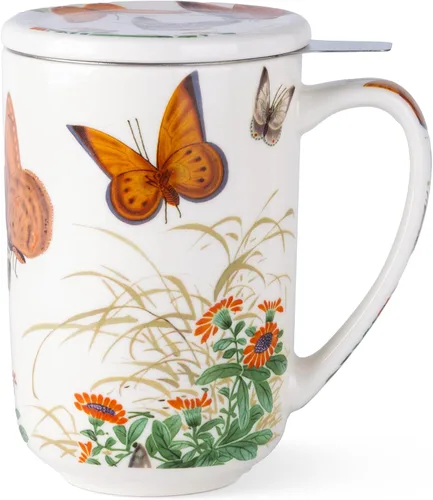 Vista 10 de AmorArc Taza de Té de Porcelana con Infusor y Tapas, Taza Grande de 18 Oz con Colador y Soporte para Bolsa para Té de Hojas Sueltas, Taza de Café
