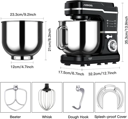 Vista 7 de GarveeHome Batidora de pie de 7.5 cuartos de galón, batidora de cocina de Negro