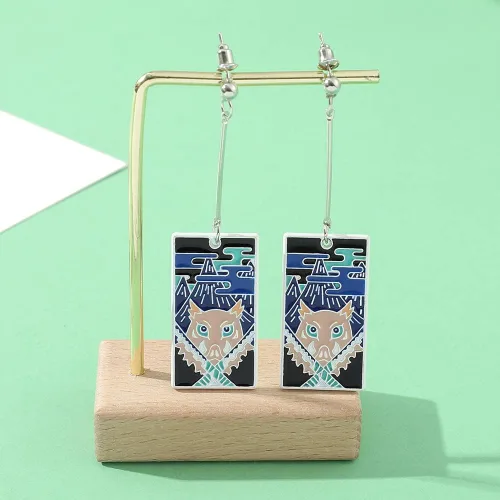 Vista 6 de Kimetsu no Yaiba Tanjiro - Aretes de anime Hanafuda - Regalos de cosplay para hombres mujeres y niñas niños Zinc No es una piedra preciosa