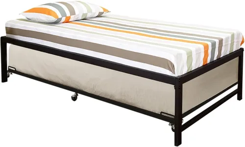 Vista 4 de Kings Brand Furniture - Cama de día de tamaño individual de metal negro (sofá cama) con nido enrollable