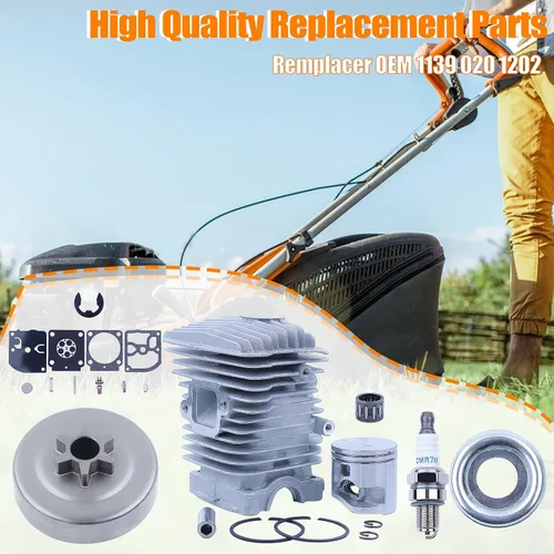 Vista 4 de Kit de rodamientos de reparación de carburador para piñón de pistón de cilindro de diámetro grande de 1.575 in para Stihl MS211 MS181 MS171 MS171C
