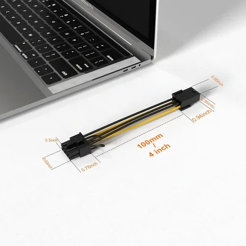 Vista 7 de CableCreation Cable adaptador de alimentación PCIe Express de 6 pines a 8 pines, paquete de 2 unidades, 4 pulgadas