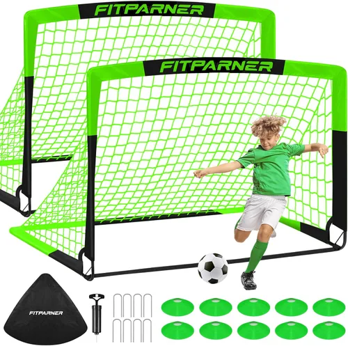 Vista 12 de Arcos de Fútbol para Niños para Patio Trasero - Juego de 2 Arcos de Fútbol Plegables Emergentes con Bola, Conos, Kit Completo de Equipo