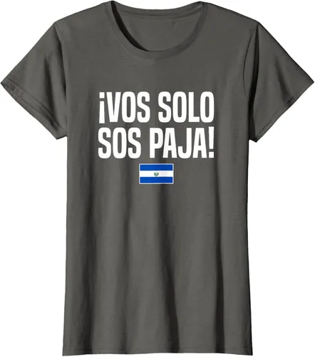 Vista 9 de Camiseta Vos Solo Sos Paja Salvadoran Slang Bandera de El Salvador, Negro