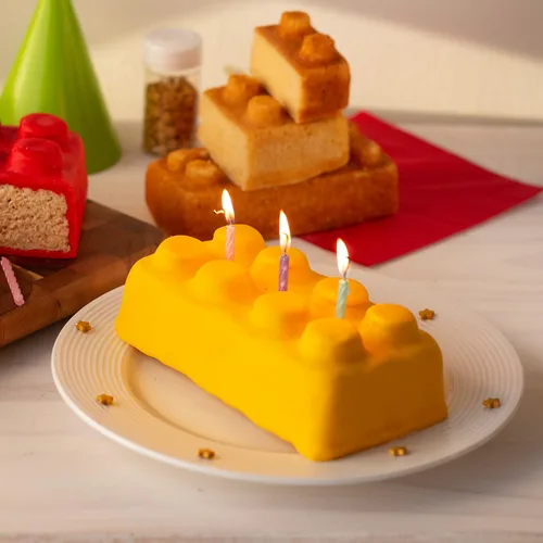 Vista 6 de Molde de ladrillo para tartas de construcción, paquete de 4 unidades, para decorar pasteles en forma 3D de 9 pulgadas, fiestas de cumpleaños