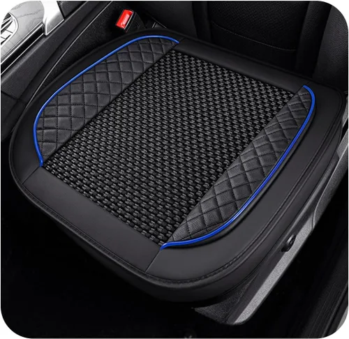 Vista 9 de Funda de cuero para asiento de automóvil, funda de cojín de cuero para asiento delantero y inferior con bolsillo de almacenamiento, protector