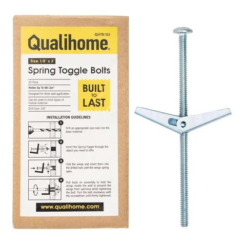 Vista 9 de QUALIHOME Anclajes de perno de resorte – Anclajes de pared resistentes para colgar artículos con paredes huecas y más – Anclaje de pared hueco