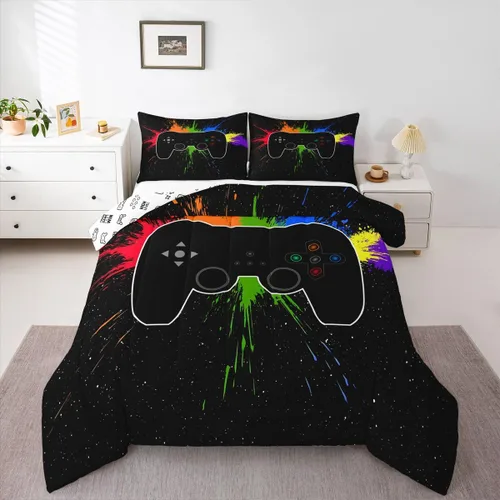 Vista 50 de Erosebridal Juego de ropa de cama de guepardo con rosa roja, juego de edredón con estampado de leopardo y gato, edredón romántico de plumón, Multi 03