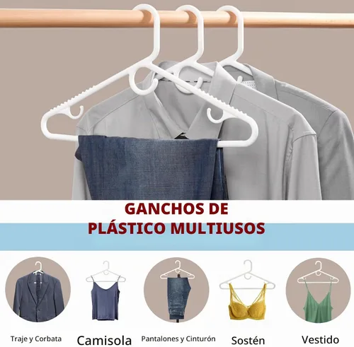 Vista 7 de Amber Home Paquete de 36 perchas de plástico resistente, colgador de ropa