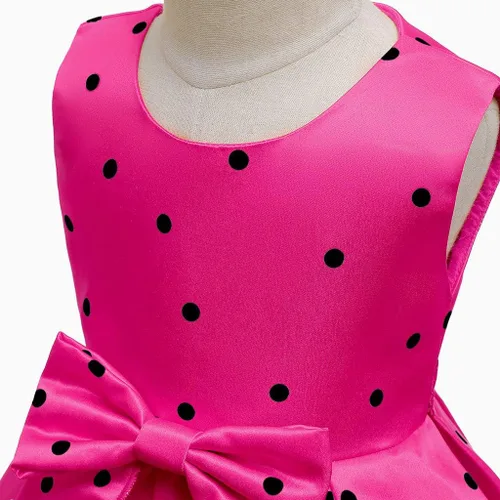 Vista 4 de Vestido de princesa sin mangas con estampado de lunares para niñas 5 años rosa intenso 2-3 años