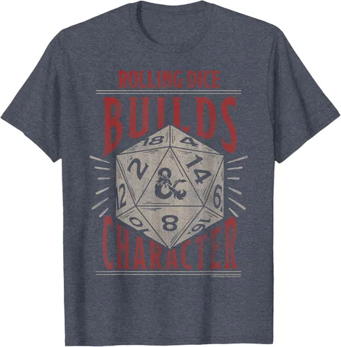 Vista 31 de Dungeons & Dragons Camiseta de manga corta con personajes Rolling Dice Builds, Negro