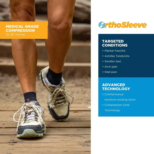Vista 2 de OrthoSleeve FS6 Tobilleras de compresión para mujeres y hombres, ayuda a aliviar la fascitis plantar, dolor en el talón, tendinitis de Aquiles
