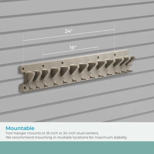 Vista 3 de Suncast 2' Wall Mount Tool Organizer for Hanging Lawn and Garden Tools, 30 lb. Weight Capacity, Gray, Made in the USA