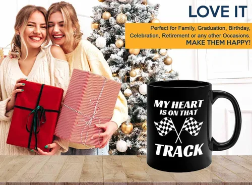 Vista 6 de Taza de café Racer de 11 onzas, color negro, On That Track - Fuel Speed Racer Car Guys Circuit Automotriz Racing Boy Regalos para él, papá, hombres