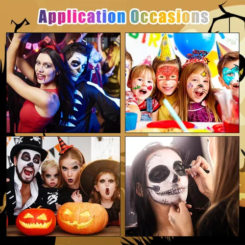 Vista 4 de SOVONCARE Kit profesional de pintura facial a base de aceite, juego de maquillaje de Halloween de 20 colores, kit de pintura facial profesional