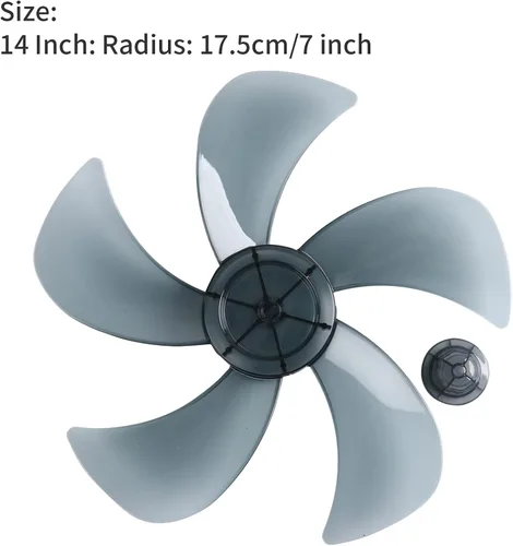 Vista 2 de Aislor Cuchilla de ventilador universal, 12/14 pulgadas con cubierta de tuerca, pieza de repuesto para ventilador de pie para el hogar, color gris