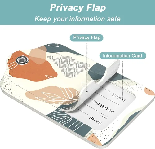 Vista 4 de Rimilak 3 etiquetas de equipaje de piel sintética para maleta, etiqueta de equipaje de crucero de viaje con solapa de privacidad, etiqueta