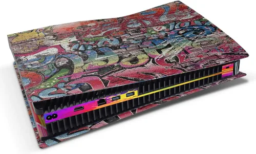 Vista 2 de GNG PS5 - Calcomanía de vinilo para consola digital con diseño de graffiti + 2 fundas para controladores