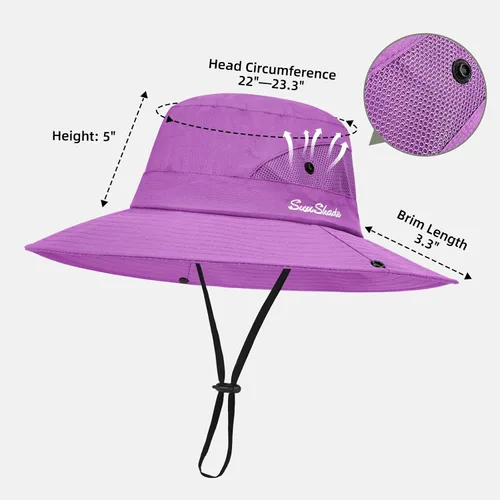 Vista 75 de Rosoz Sombreros de cola de caballo para mujer, protección UV, ala ancha 1 paquete-negro