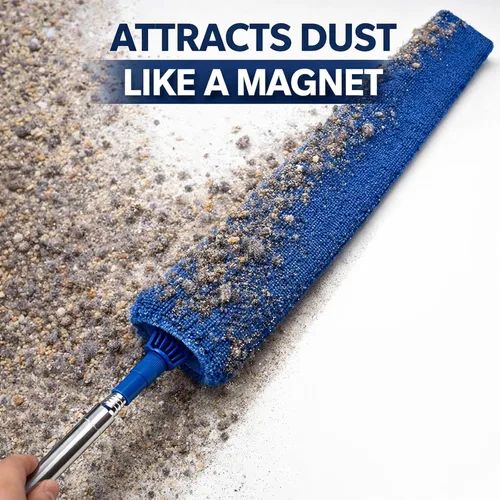 Vista 5 de Limpiador de polvo retráctil con poste de extensión y 3 paños de microfibra Cleaning Tools with 3 Microfiber Dusting Cloths Long Handle Duster