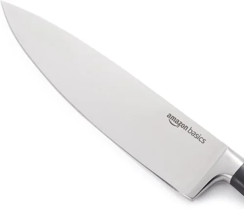 Vista 3 de Amazon Basics Cuchillo de chef clásico de acero inoxidable de 8 pulgadas con espiga completa y tres remaches, plateado