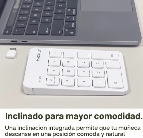 Vista 4 de Macally Teclado numérico inalámbrico USB C Teclado numérico para Mac MacBook iMac Inalámbrico de 10 teclas para computadora portátil