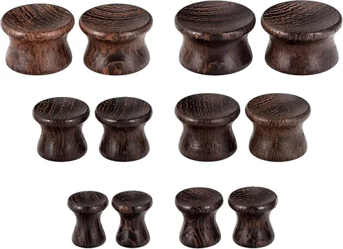 Vista 5 de Oyaface Juego de tapones de sillín de madera, túneles de dilatadores de oído naturales, 0G-1.181 in