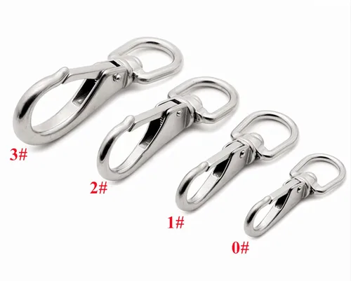 Vista 5 de 2/4 ganchos de resorte fijo multiusos, accesorios de montaje resistente, acero inoxidable 316 plateado (4, longitud: 3.937 in (3#))