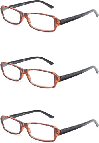 Vista 10 de Paquete de 3 lentes de lectura unisex con marco de plástico rectangular para hombres y mujeres