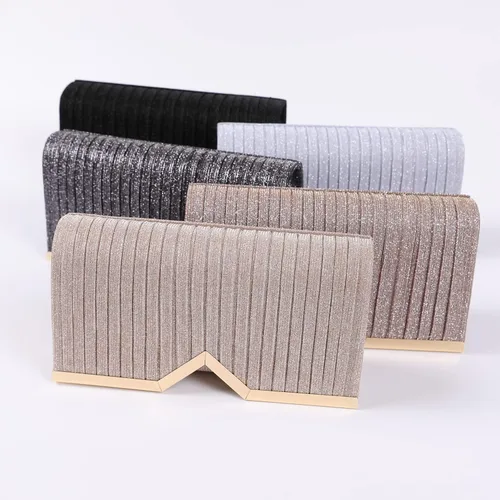 Vista 9 de Bolso de mano de moda para mujer, para carteras, boda, formal, graduación, barra vertical, plegable, bolso de mano