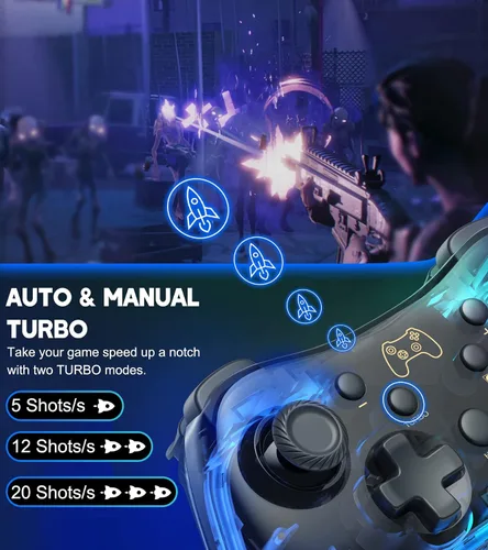 Vista 5 de Switch Controller Compatible with Nintendo SwitchLiteOLED & PCAndroidIOS, Switch Pro Controller With RGB Breathing LED, Switch Controllers Remote