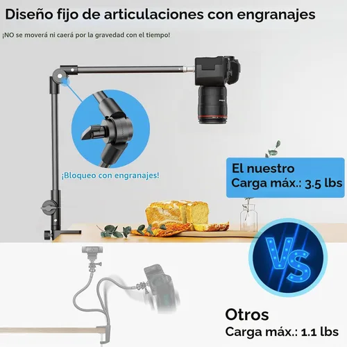 Vista 5 de KDD Soporte para tableta, soporte de teléfono iPad de ajuste, soporte de cámara web de brazo largo de 27 pulgadas para escritorio, apto