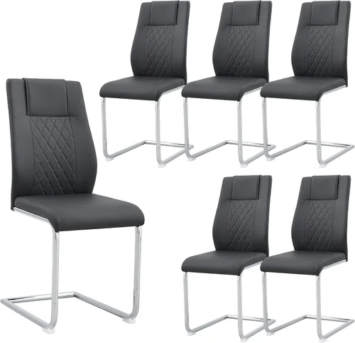 Vista 11 de Sillas De Comedor - Juego de 4 sillas de comedor modernas para cocina, con asiento tapizado de piel sintética, patas de metal con respaldo alto