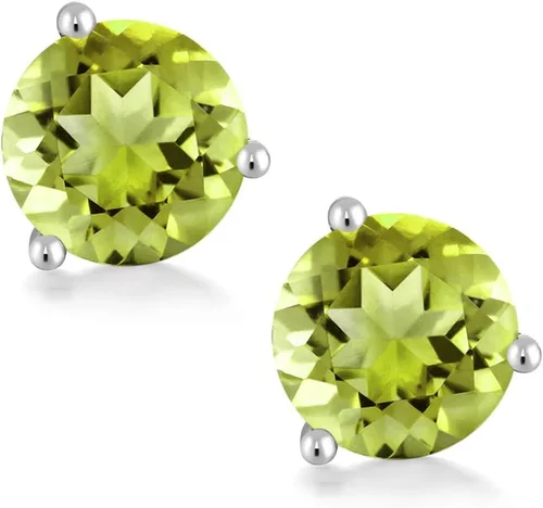 Vista 68 de Gem Stone King Aretes de oro de 14 quilates, 0.236 in, piedra natal redonda, Martini, 3 puntas, aretes de oro para mujer