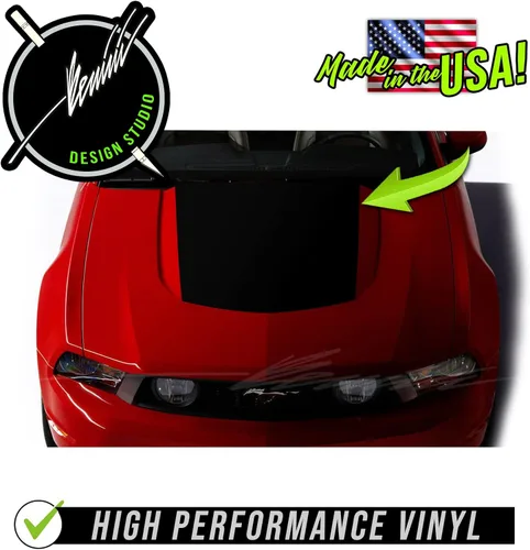 Vista 2 de Hood Buldge Cowl Blackout Racing Stripe Calcomanía compatible con Ford Mustang GT 2010-2014 (azul)