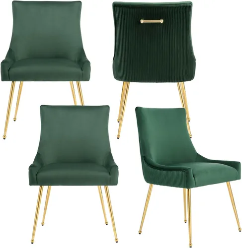 Vista 24 de adochr Juego de 2 sillas de comedor de terciopelo con patas de metal dorado 2-Azul oscuro