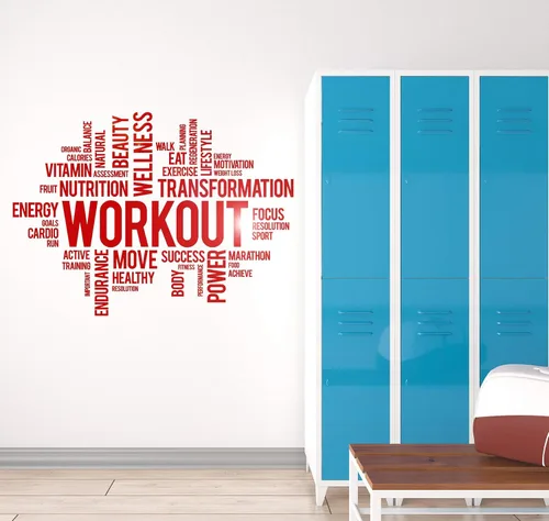 Vista 4 de Vinilo adhesivo de pared para entrenamiento, bienestar, gimnasio, gimnasio, gimnasio, gimnasio, deporte, palabras motivacionales, decoración grande